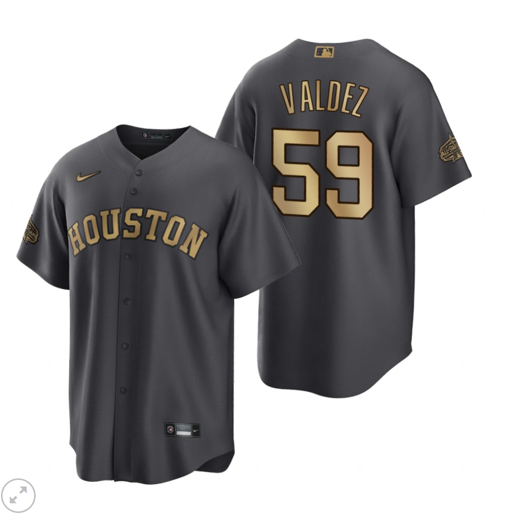 Houston Astros Framber Valdez Charcoal 2022 MLB ALL-Star Game Replica Jerseys